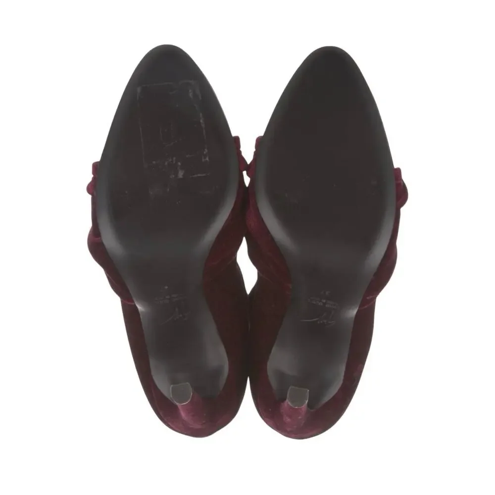 Giuseppe Zanotti Soft Velvet Bow Sock Ankle Boots Size 37 US 7 - Picture 10 of 11